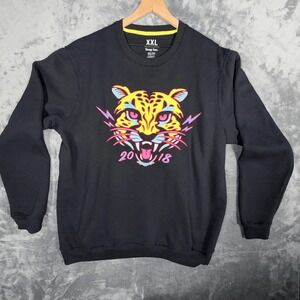 Snap Inc Mens Crewneck Sweatshirt Graphic Leopard 2018 XXL Black Cotton Blend